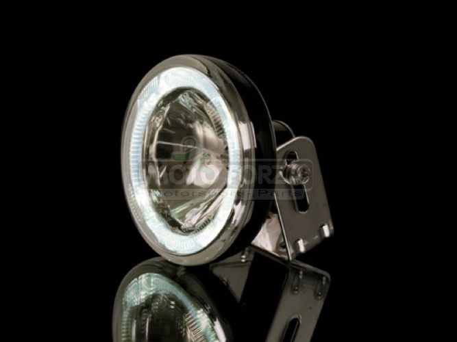 Světlomet - Cafe Racer - 100mm - potkávací světlo + LED parkovací Angel eye
