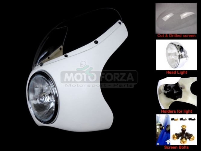 SET - Fairing with drilled screen, head ligth with holders