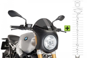 UNI Polokapotáž CAFE RACER RETRO - SET - BMW R NINE T 2014-2020 -  lehce kouřové plexi